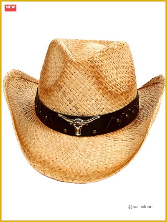 Premium Straw Cowboy Hat with Adjustable Chin Strap and Sweatband main image 6